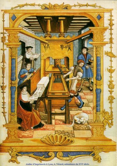 Atelier d'imprimerie à Lyon au XVIIe siècle